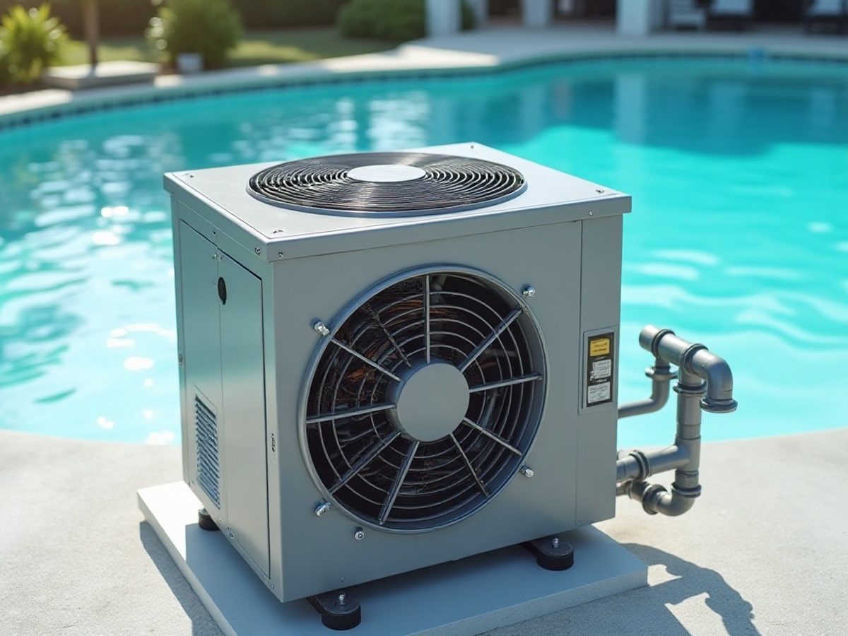 Pool heat pump beside the equipment pad at a Northeast Florida home