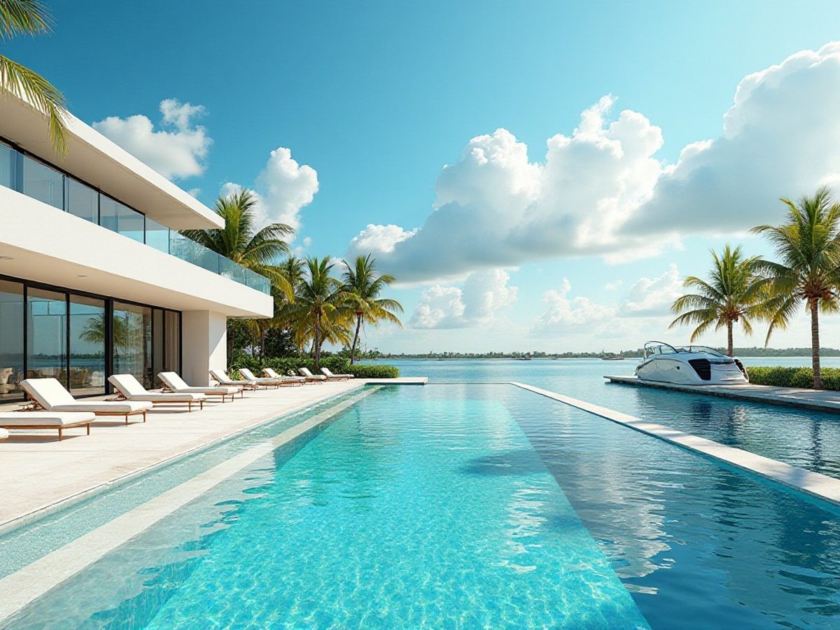Shared community pool at a residential building in South Florida