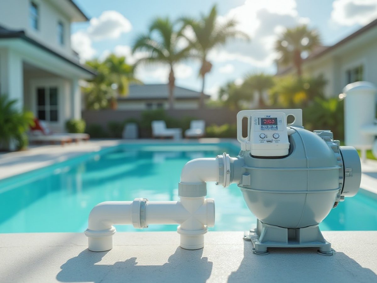 Close view of the speed control pad on top of a variable-speed pool pump