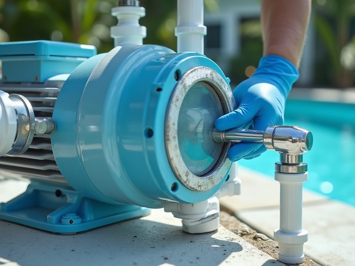 Newly installed variable-speed pump with fresh PVC plumbing